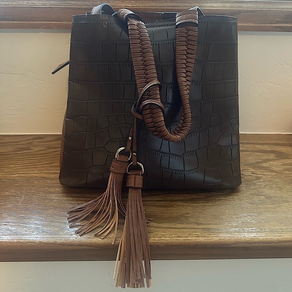 Jen and Co Olivia Vegan Leather Croc Hobo Bag